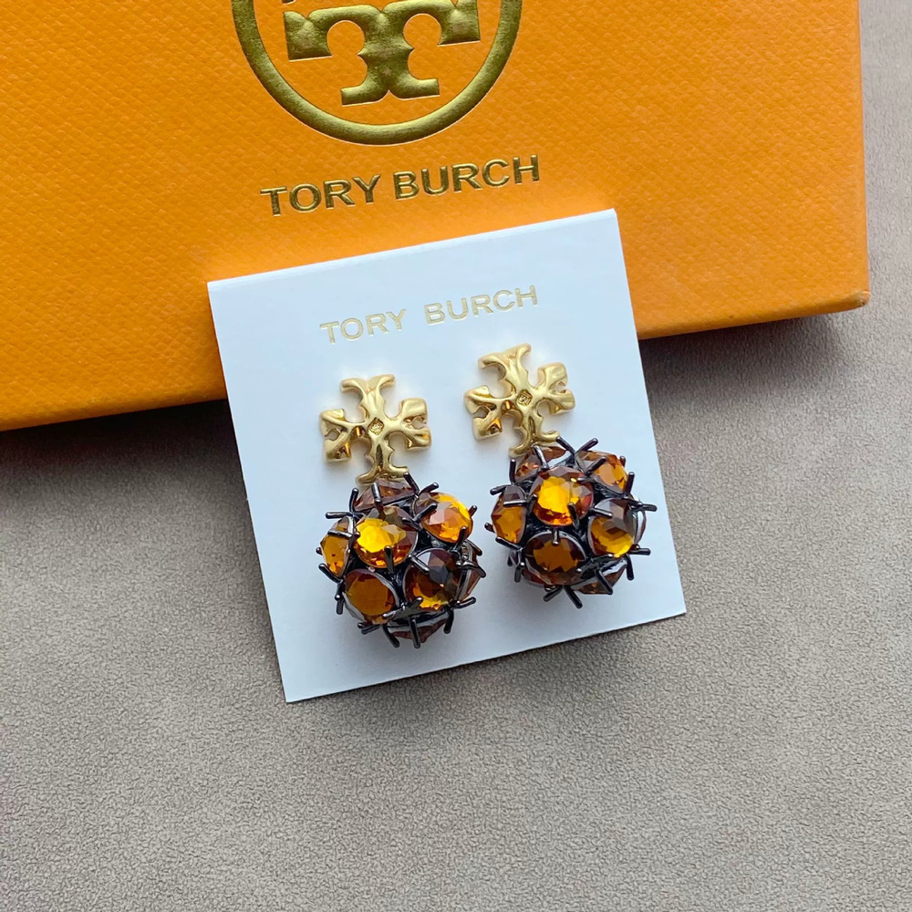 Tory Burch Rhinestone Inlaid Letter Earrings
